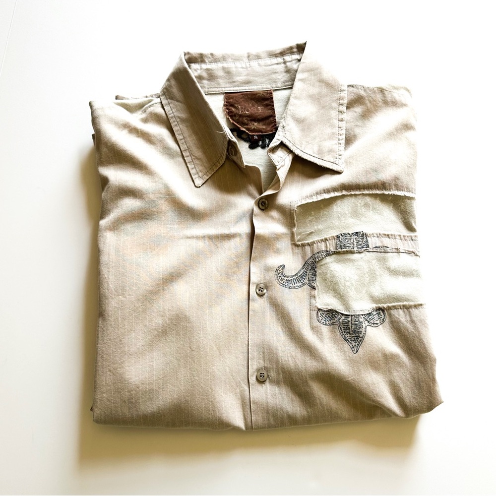 Roar Embroidered Redemption Button Down Casual Statement Shirt XL